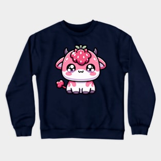 Kawaii Strawberry Cow Crewneck Sweatshirt